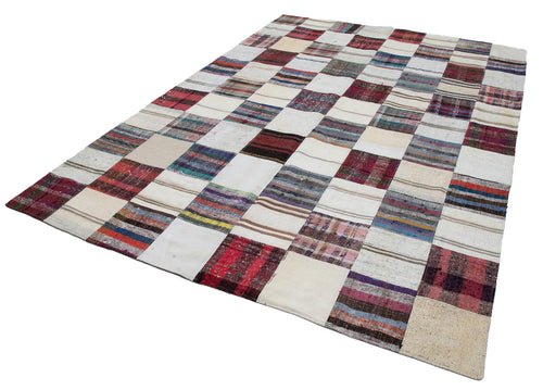 Kırk Yama Gri Patchwork Pamuk Yün El Dokuma Halısı 233x330 Agacan