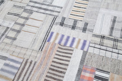 Kırk Yama Bej Patchwork Pamuk Yün El Dokuma Halısı 244x347 Agacan