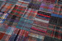 Kırk Yama Gri Patchwork Pamuk Yün El Dokuma Halısı 258x352 Agacan