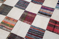 Kırk Yama Gri Patchwork Pamuk Yün El Dokuma Halısı 263x355 Agacan
