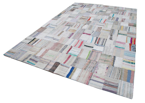 Kırk Yama Bej Patchwork Pamuk Yün El Dokuma Halısı 250x367 Agacan