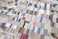 Kırk Yama Gri Patchwork Pamuk Yün El Dokuma Halısı 281x396 Agacan
