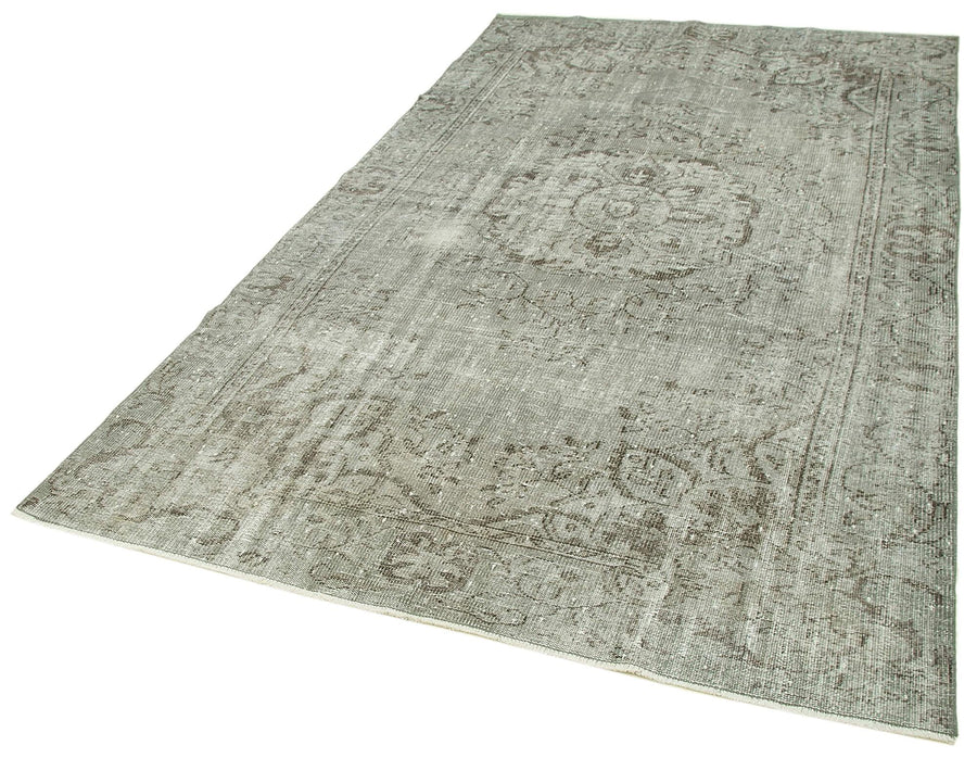 Overdyed Vintage Gri Eskitme Pamuk Yün El Dokuma Halısı 165x284 Agacan