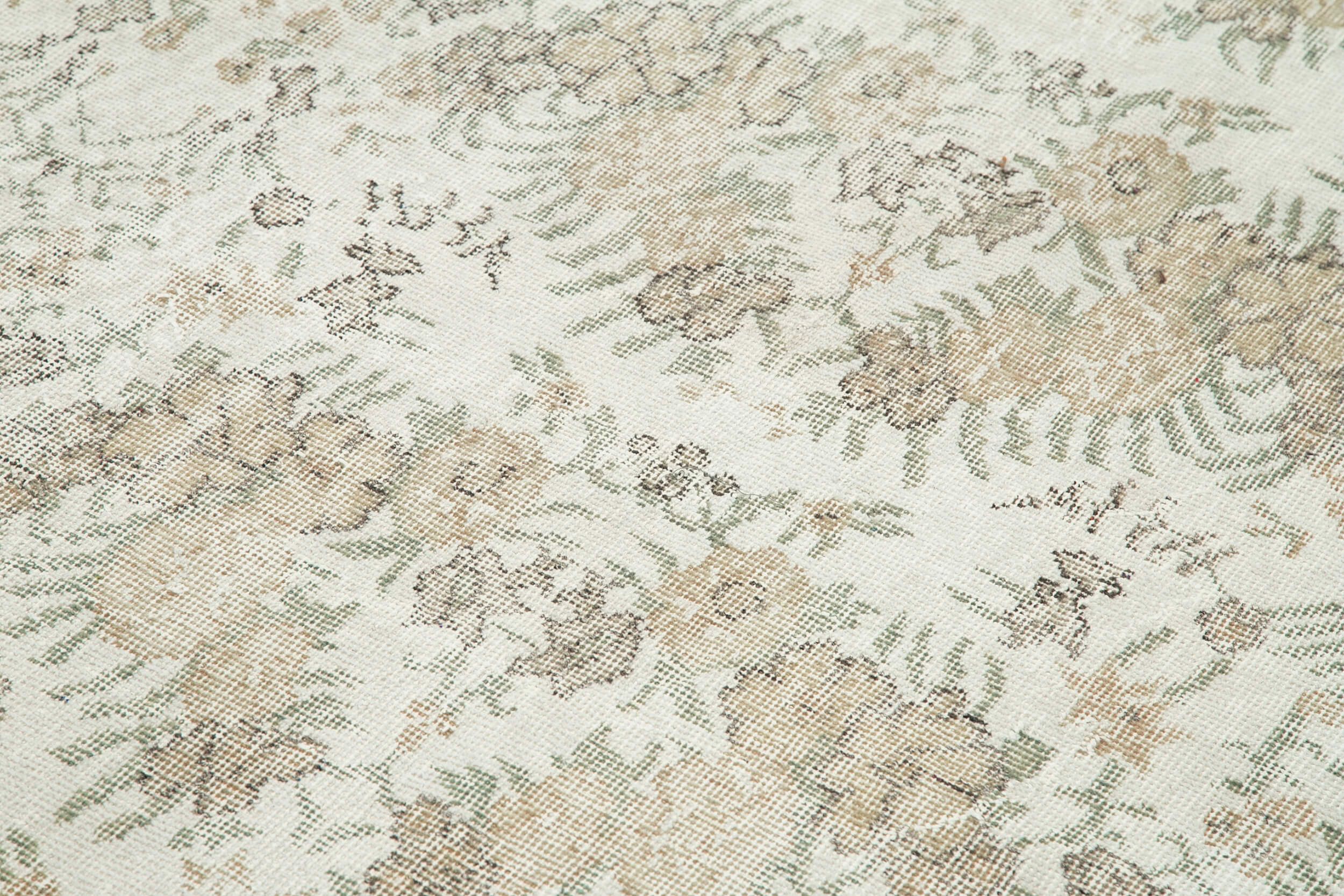 Vintage Bej Eskitme Pamuk Yün El Dokuma Halısı 172x270 Agacan