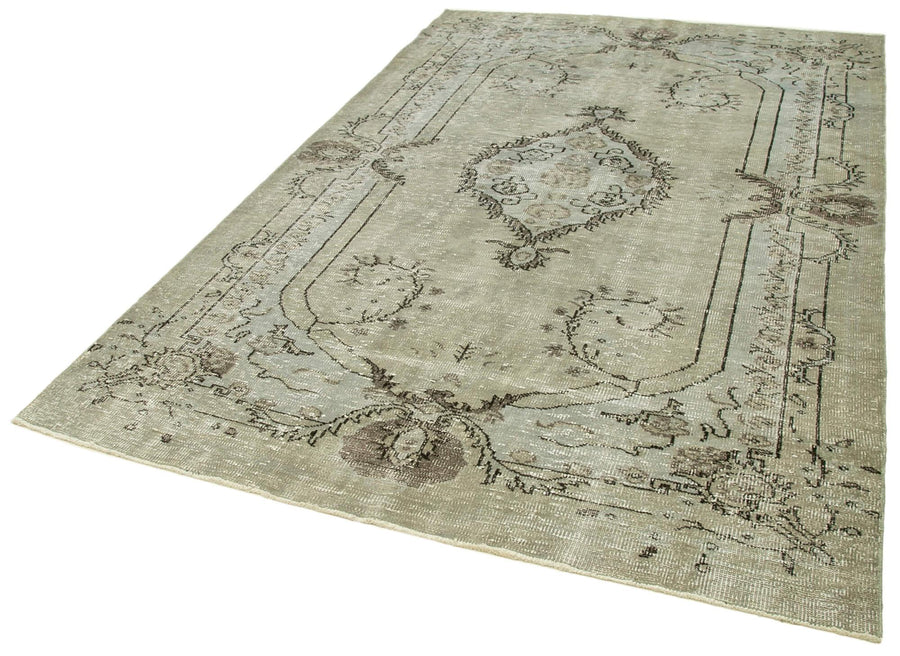 Overdyed Vintage Gri Eskitme Pamuk Yün El Dokuma Halısı 183x280 Agacan