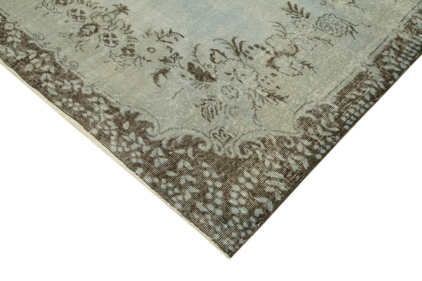 Overdyed Vintage Mavi Eskitme Pamuk Yün El Dokuma Halısı 183x286 Agacan