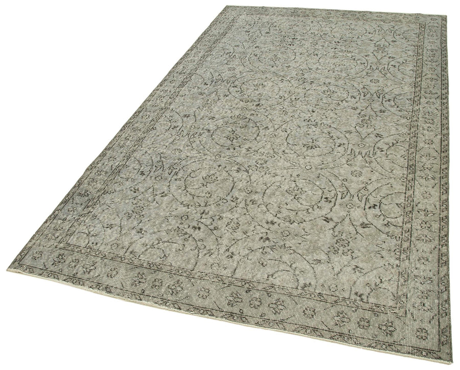 Overdyed Vintage Gri Eskitme Pamuk Yün El Dokuma Halısı 151x267 Agacan