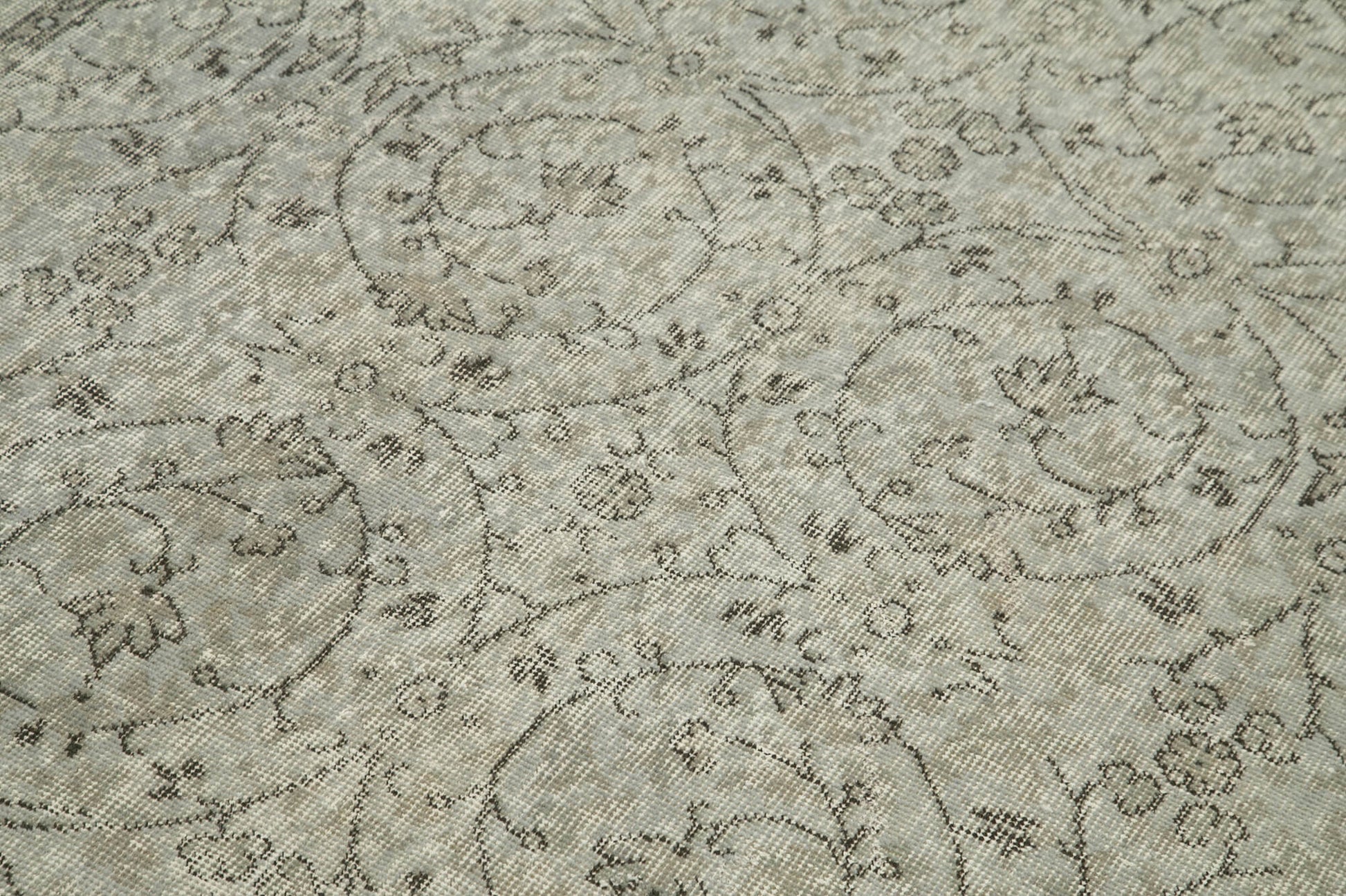 Overdyed Vintage Gri Eskitme Pamuk Yün El Dokuma Halısı 151x267 Agacan