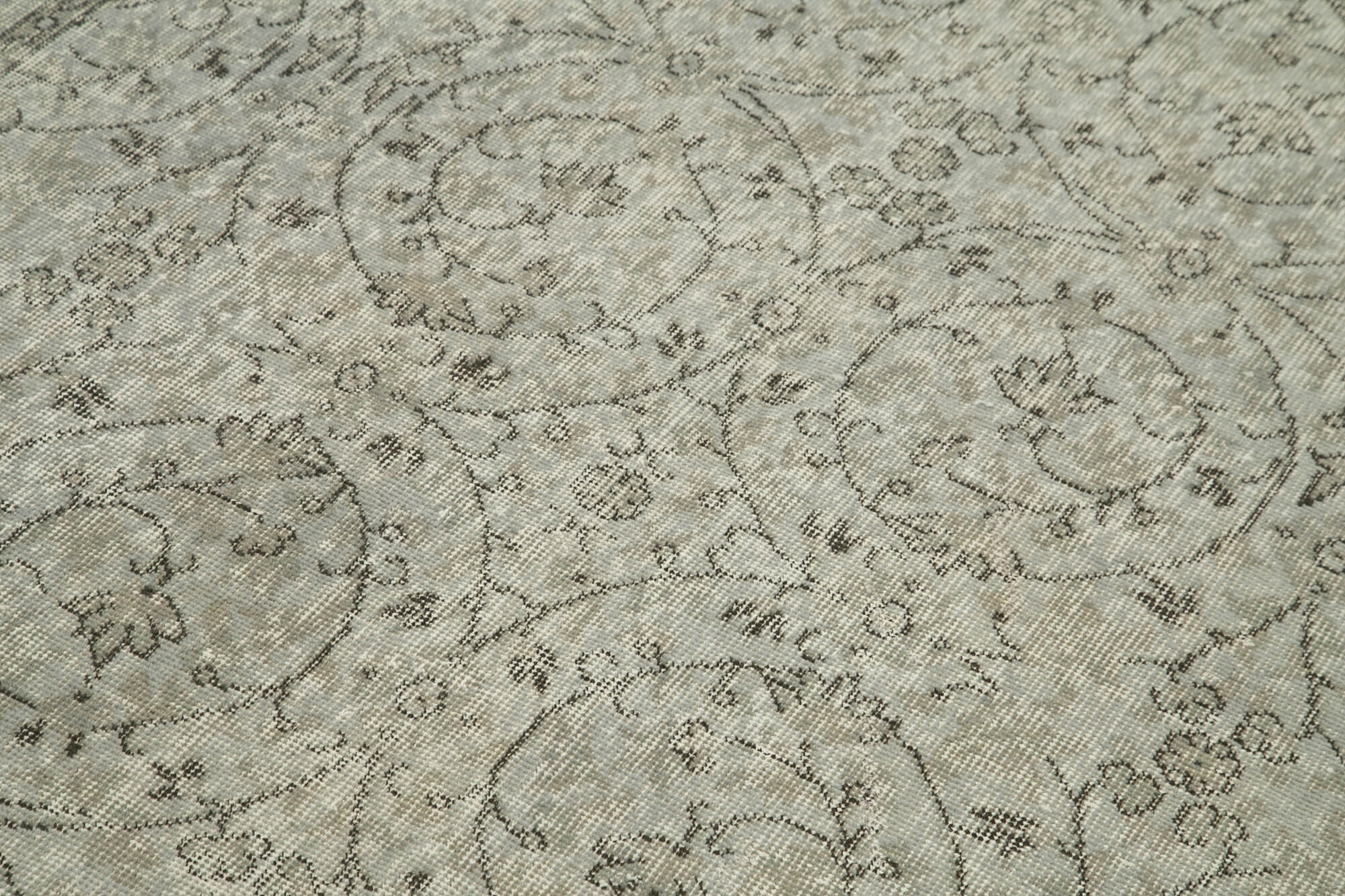 Overdyed Vintage Gri Eskitme Pamuk Yün El Dokuma Halısı 151x267 Agacan