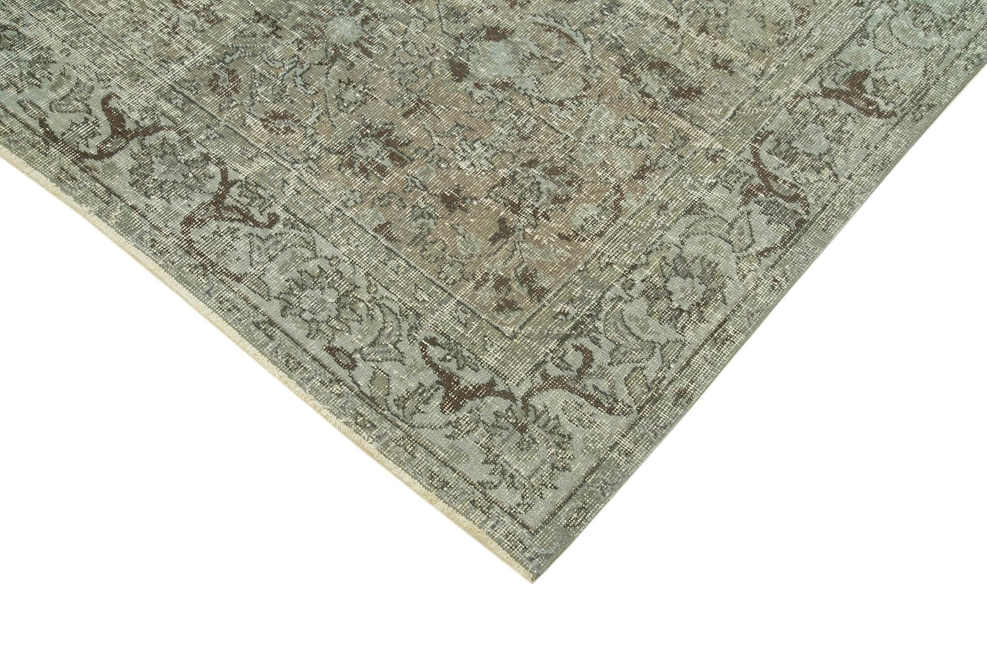 Overdyed Vintage Gri Eskitme Pamuk Yün El Dokuma Halısı 150x260 Agacan