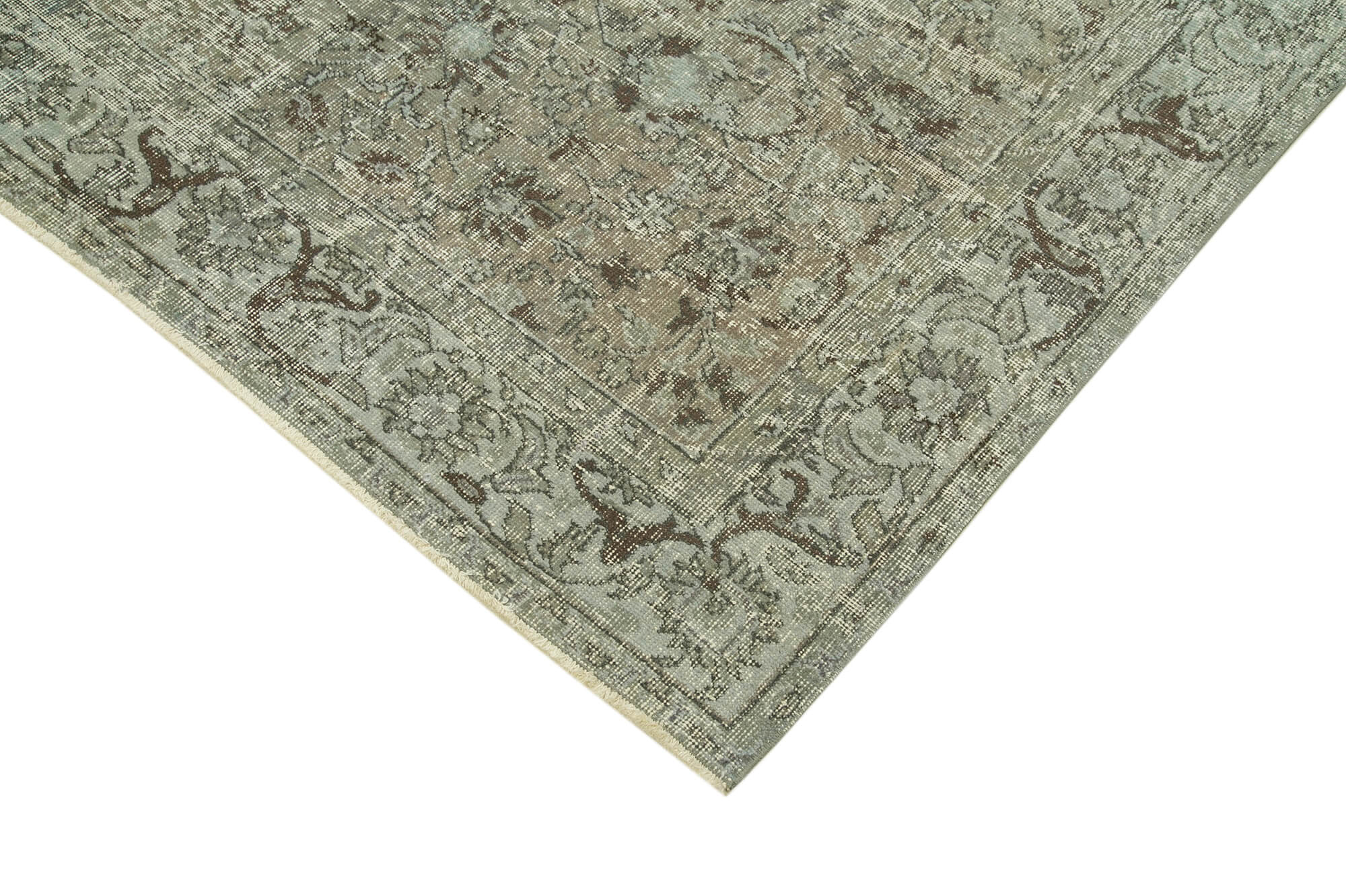 Overdyed Vintage Gri Eskitme Pamuk Yün El Dokuma Halısı 150x260 Agacan