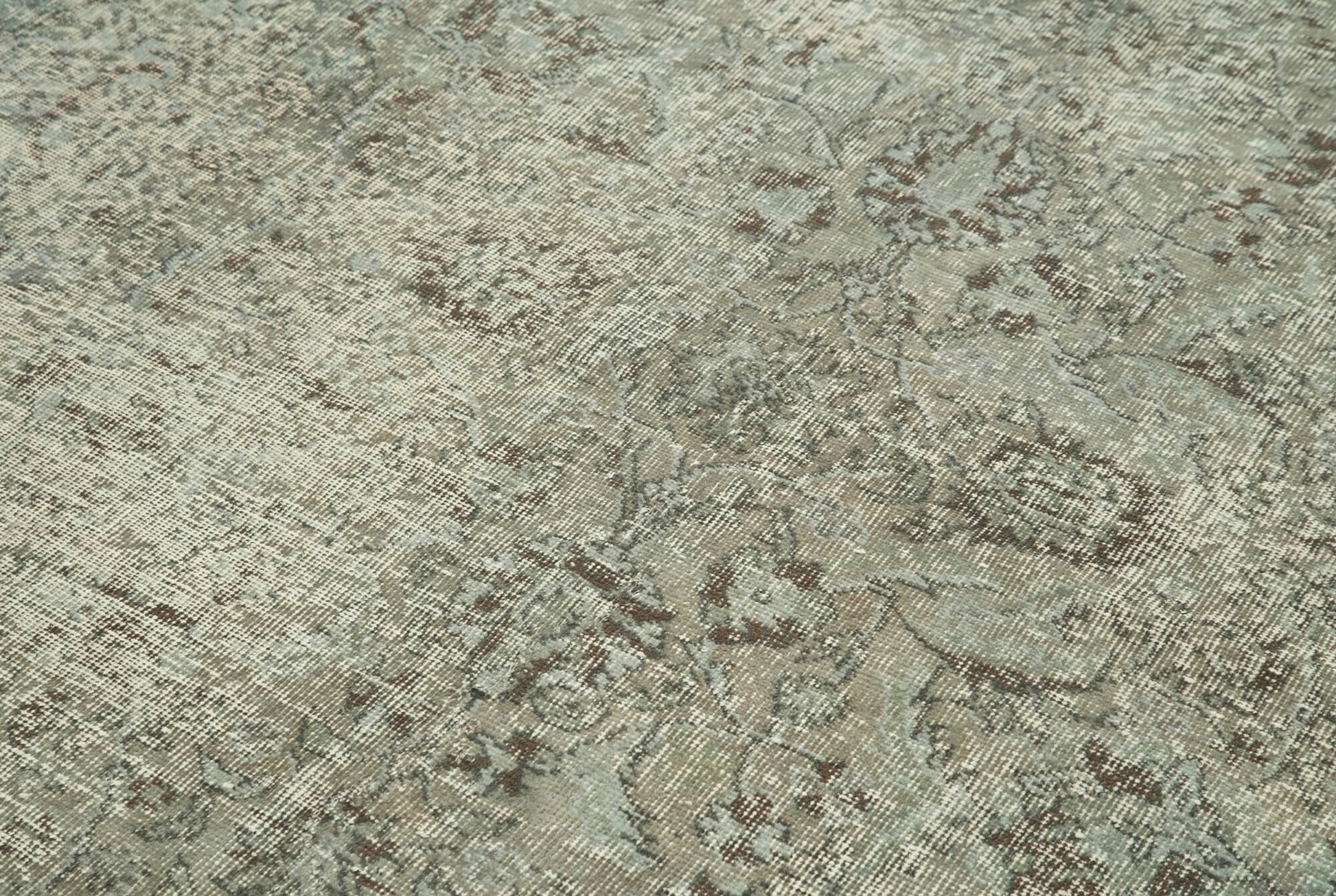 Overdyed Vintage Gri Eskitme Pamuk Yün El Dokuma Halısı 150x260 Agacan