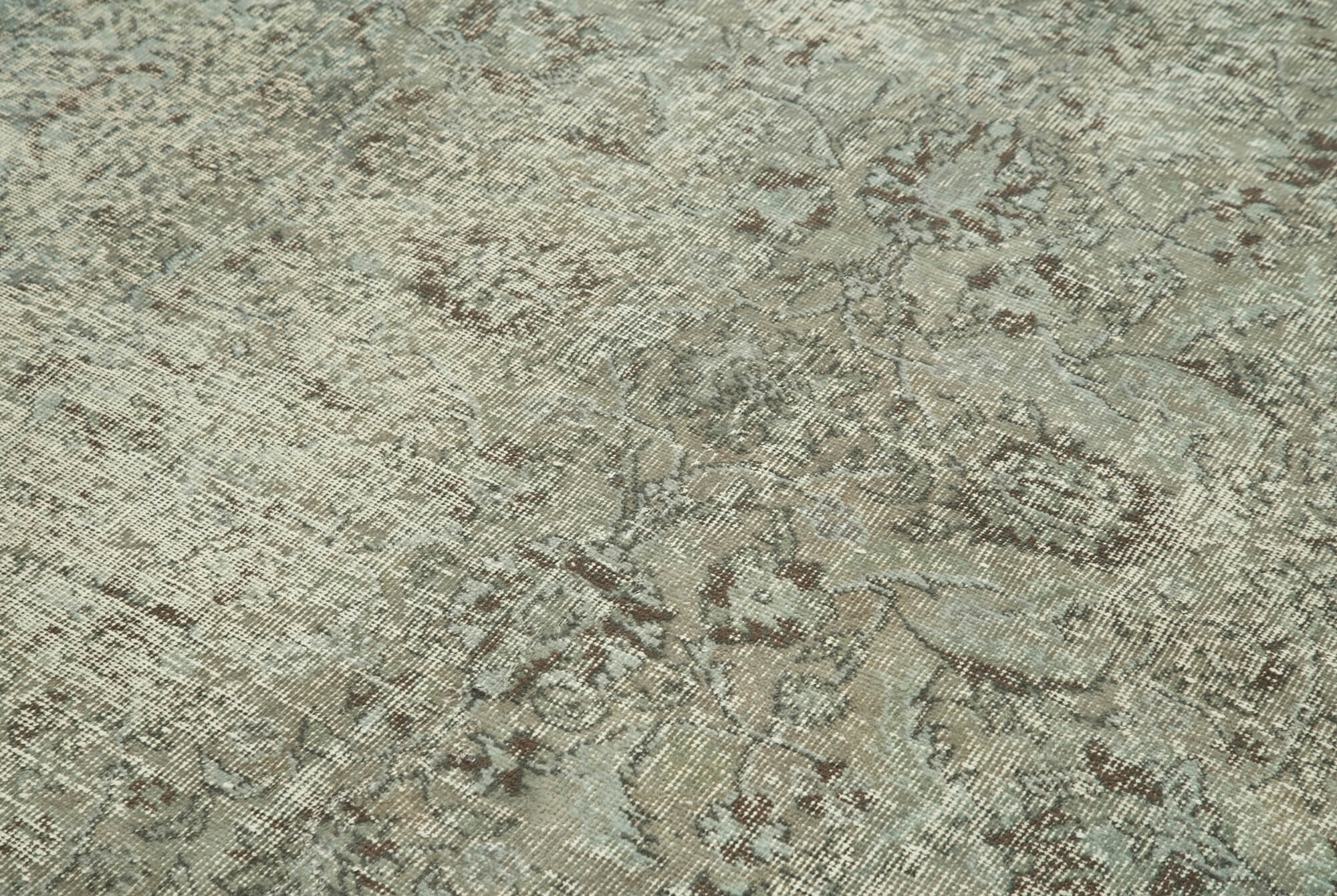 Overdyed Vintage Gri Eskitme Pamuk Yün El Dokuma Halısı 150x260 Agacan