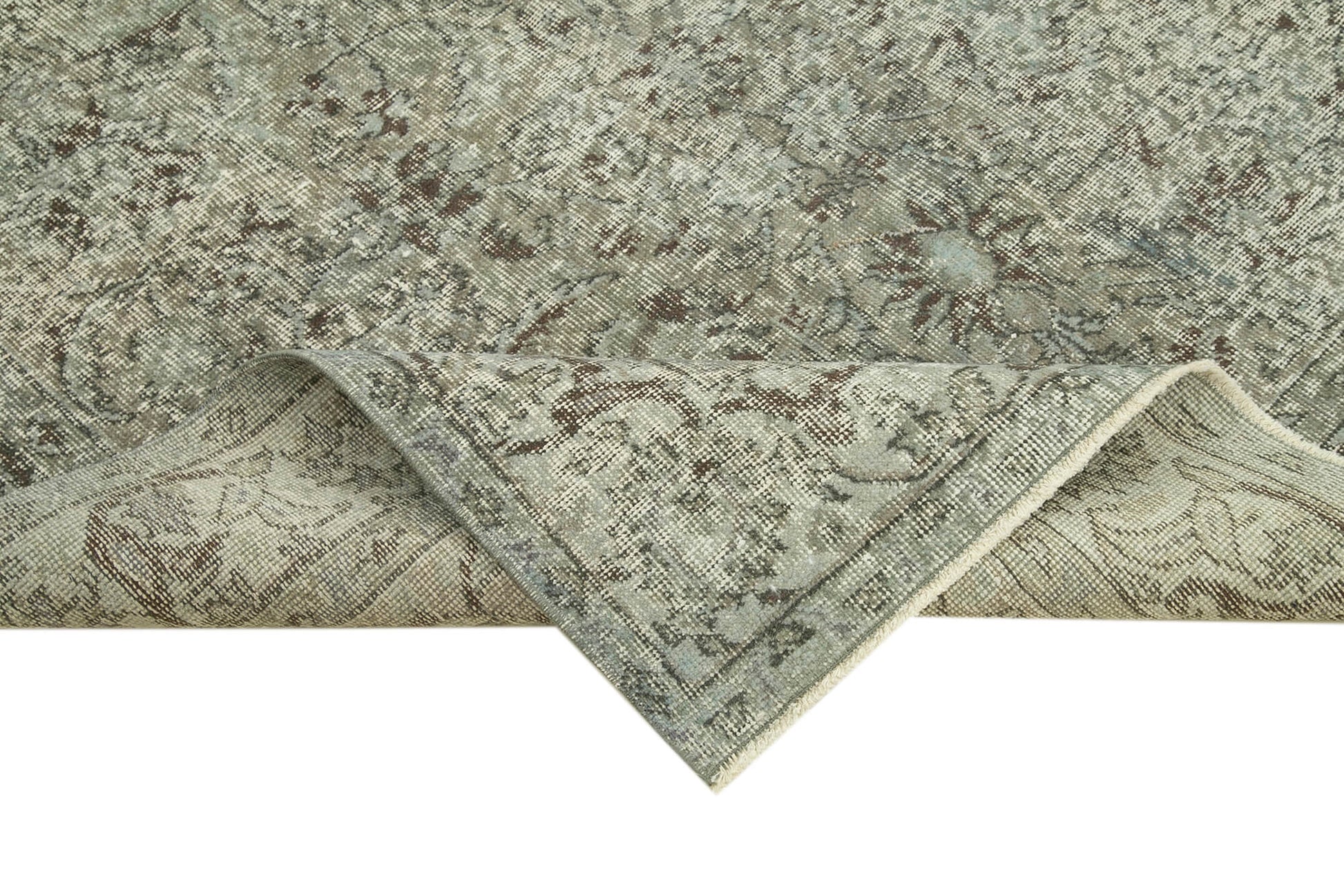 Overdyed Vintage Gri Eskitme Pamuk Yün El Dokuma Halısı 150x260 Agacan