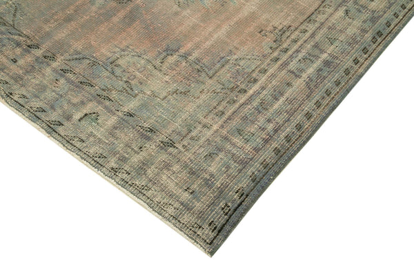 Overdyed Vintage Mavi Eskitme Pamuk Yün El Dokuma Halısı 177x260 Agacan