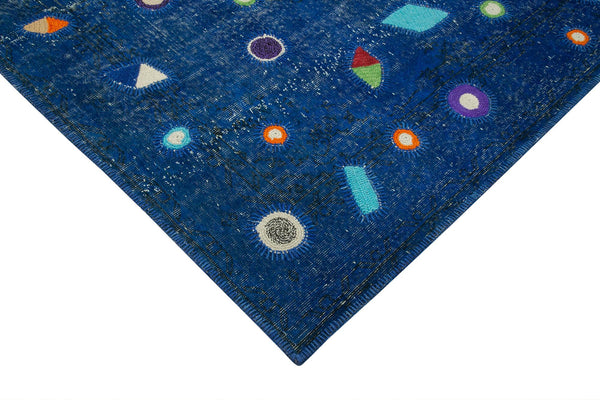 Kırk Yama Mavi Patchwork Pamuk Yün El Dokuma Halısı 171x271 Agacan
