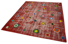 Kırk Yama Kırmızı Patchwork Pamuk Yün El Dokuma Halısı 179x214 Agacan