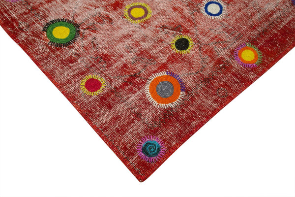 Kırk Yama Kırmızı Patchwork Pamuk Yün El Dokuma Halısı 179x214 Agacan