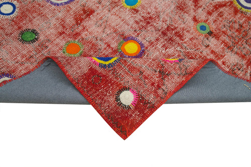 Kırk Yama Kırmızı Patchwork Pamuk Yün El Dokuma Halısı 179x214 Agacan