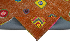 Kırk Yama Turuncu Patchwork Pamuk Yün El Dokuma Halısı 193x301 Agacan