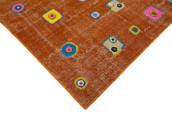 Kırk Yama Turuncu Patchwork Pamuk Yün El Dokuma Halısı 193x300 Agacan