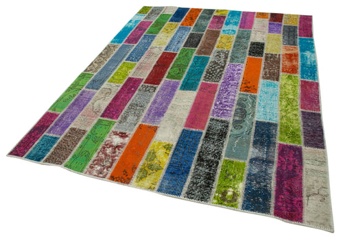 Kırk Yama Gri Patchwork Pamuk Yün El Dokuma Halısı 183x246 Agacan