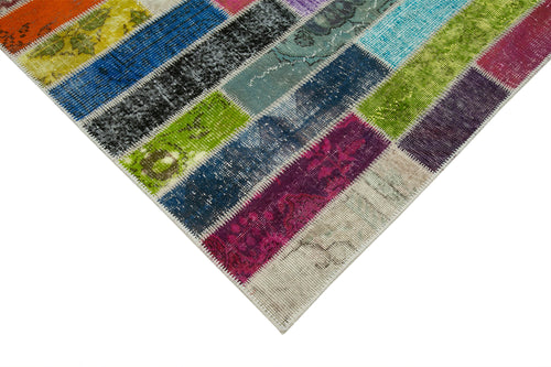 Kırk Yama Gri Patchwork Pamuk Yün El Dokuma Halısı 183x246 Agacan