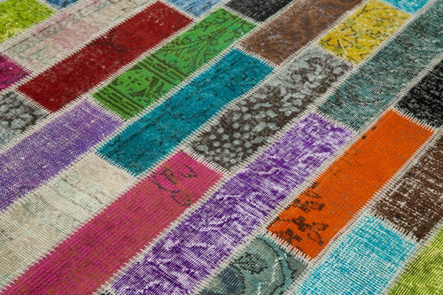 Kırk Yama Gri Patchwork Pamuk Yün El Dokuma Halısı 183x246 Agacan