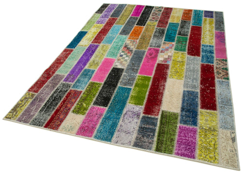 Kırk Yama Gri Patchwork Pamuk Yün El Dokuma Halısı 180x244 Agacan