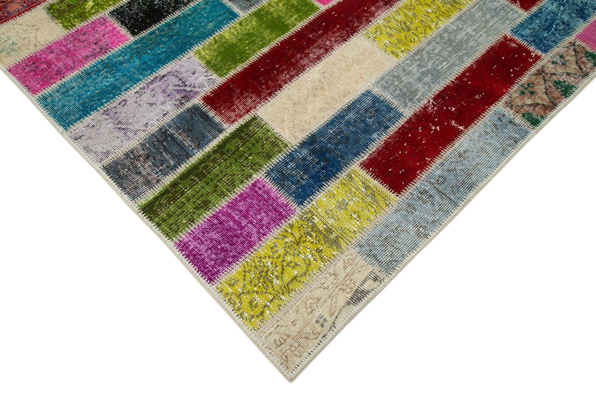 Kırk Yama Gri Patchwork Pamuk Yün El Dokuma Halısı 180x244 Agacan