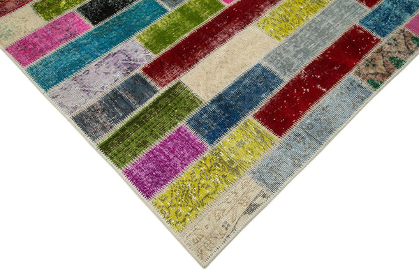 Kırk Yama Gri Patchwork Pamuk Yün El Dokuma Halısı 180x244 Agacan