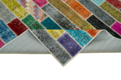 Kırk Yama Gri Patchwork Pamuk Yün El Dokuma Halısı 180x244 Agacan