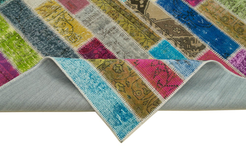 Kırk Yama Gri Patchwork Pamuk Yün El Dokuma Halısı 174x245 Agacan