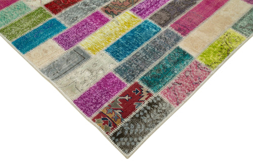 Kırk Yama Gri Patchwork Pamuk Yün El Dokuma Halısı 178x230 Agacan