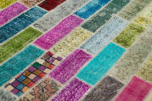 Kırk Yama Gri Patchwork Pamuk Yün El Dokuma Halısı 178x230 Agacan