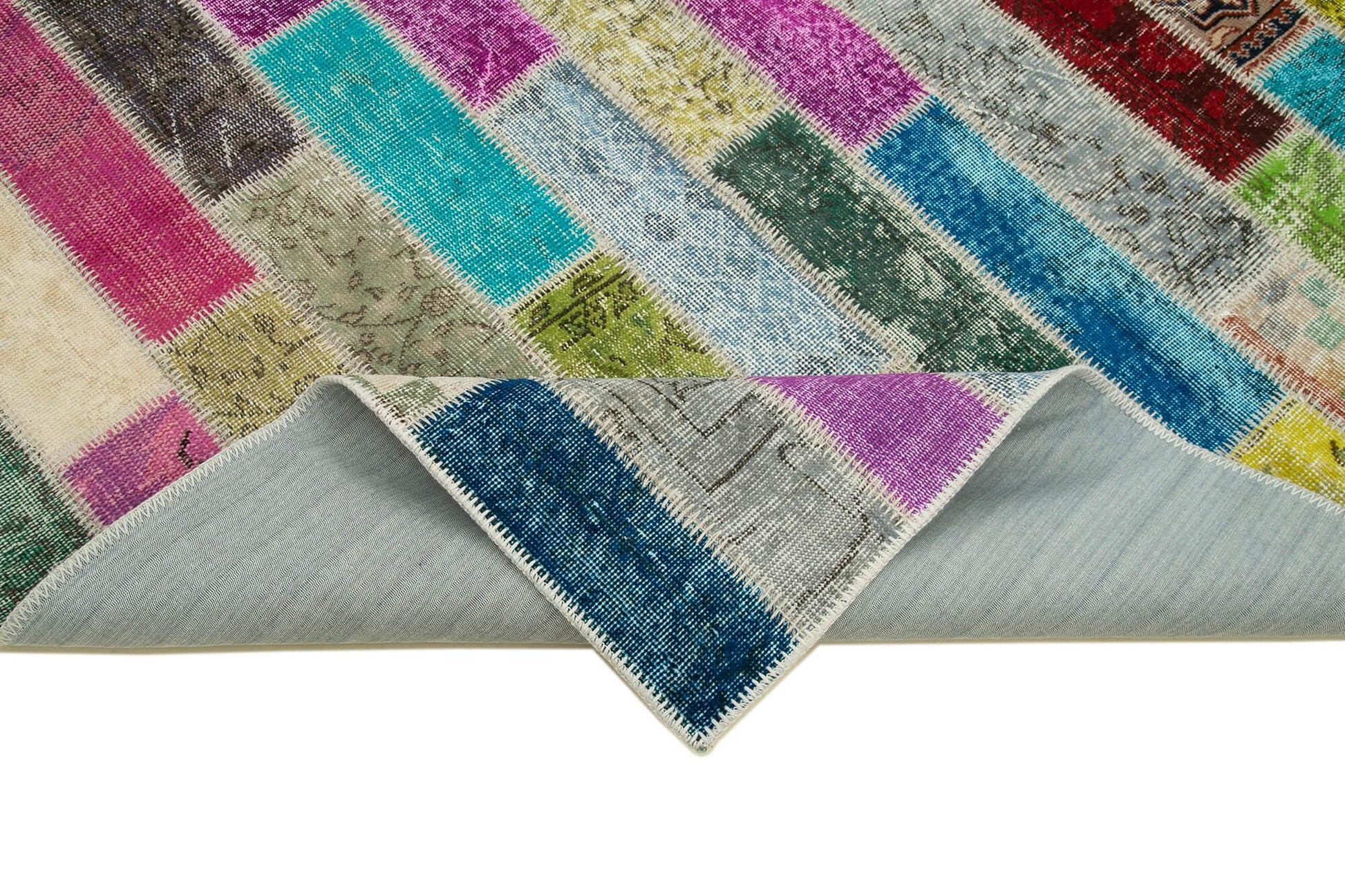 Kırk Yama Gri Patchwork Pamuk Yün El Dokuma Halısı 178x230 Agacan