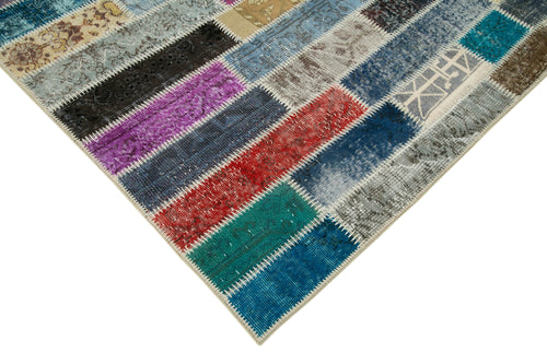 Kırk Yama Gri Patchwork Pamuk Yün El Dokuma Halısı 184x238 Agacan