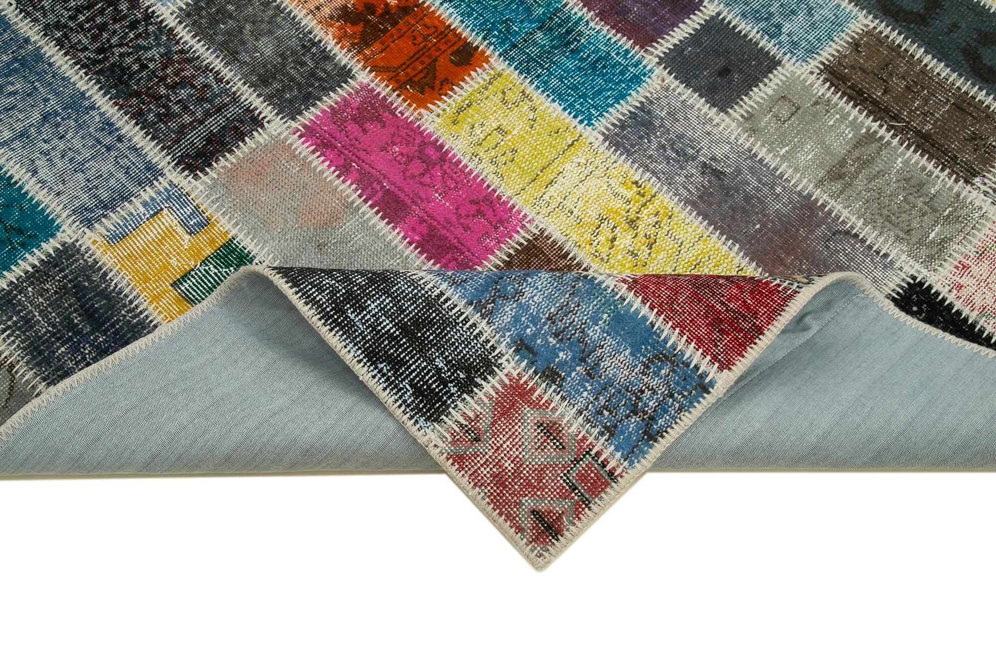 Kırk Yama Gri Patchwork Pamuk Yün El Dokuma Halısı 184x238 Agacan
