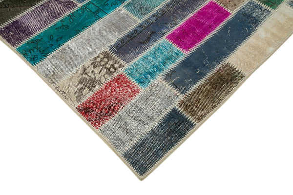 Kırk Yama Gri Patchwork Pamuk Yün El Dokuma Halısı 187x250 Agacan
