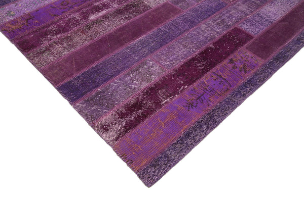 Kırk Yama Mor Patchwork Pamuk Yün El Dokuma Halısı 247x308 Agacan