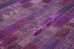 Kırk Yama Mor Patchwork Pamuk Yün El Dokuma Halısı 247x308 Agacan