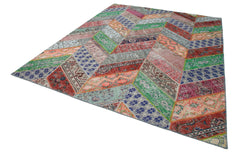 Kırk Yama Gri Patchwork Pamuk Yün El Dokuma Halısı 248x309 Agacan