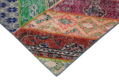 Kırk Yama Gri Patchwork Pamuk Yün El Dokuma Halısı 248x309 Agacan