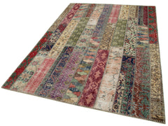 Kırk Yama Gri Patchwork Pamuk Yün El Dokuma Halısı 170x238 Agacan