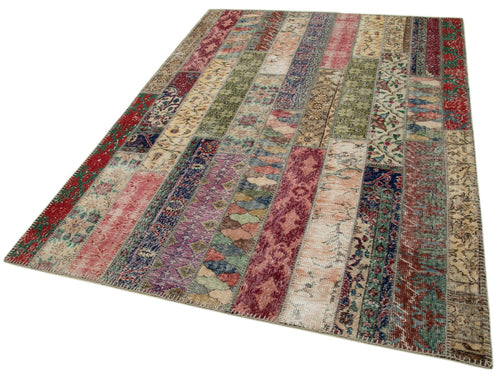 Kırk Yama Gri Patchwork Pamuk Yün El Dokuma Halısı 170x238 Agacan