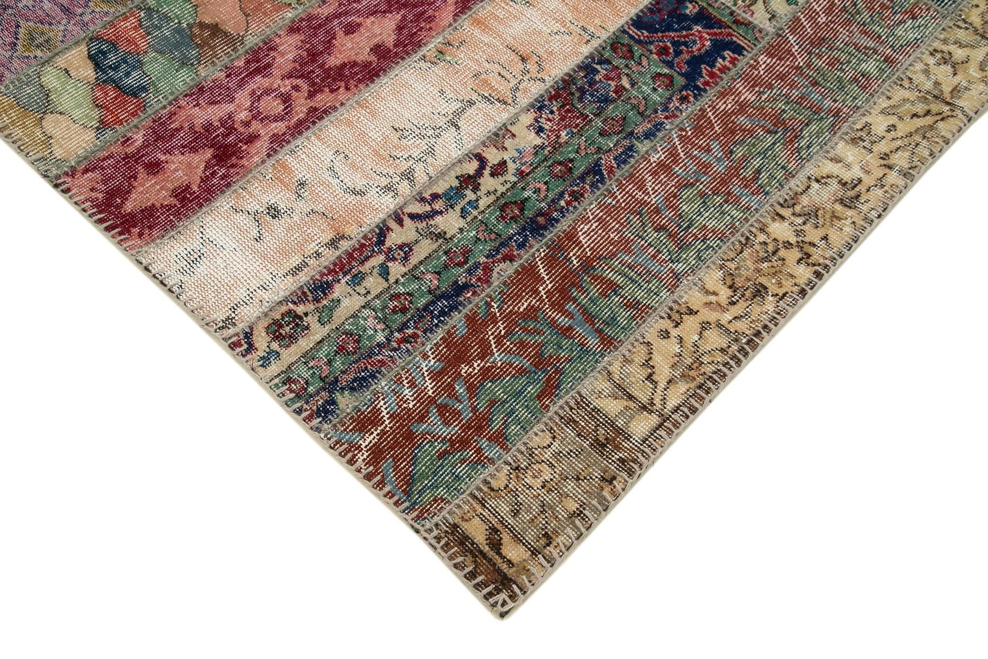 Kırk Yama Gri Patchwork Pamuk Yün El Dokuma Halısı 170x238 Agacan
