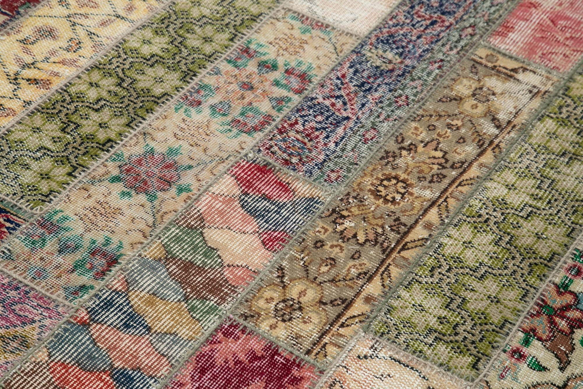 Kırk Yama Gri Patchwork Pamuk Yün El Dokuma Halısı 170x238 Agacan