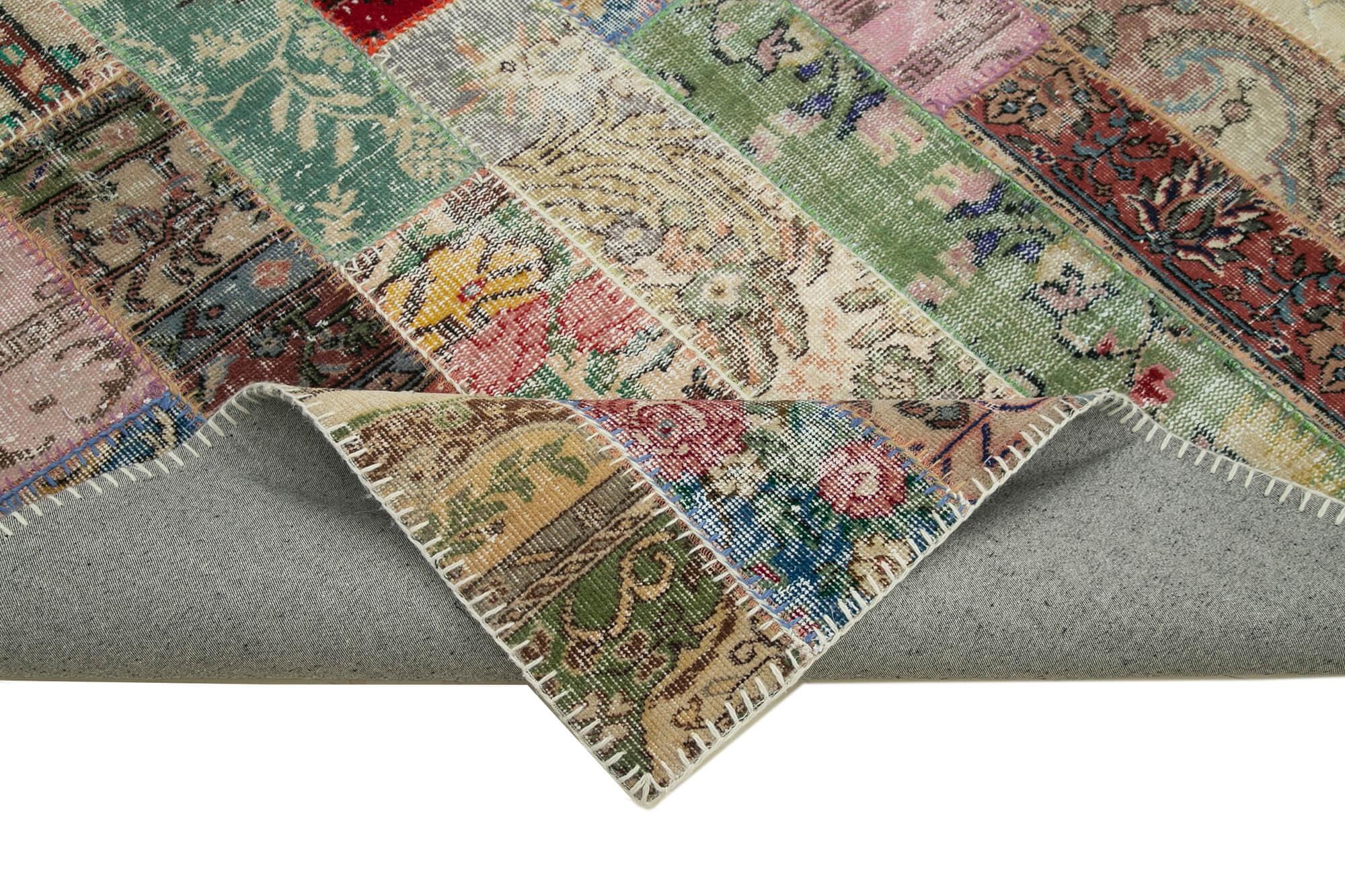 Kırk Yama Kırmızı Patchwork Pamuk Yün El Dokuma Halısı 200x305 Agacan