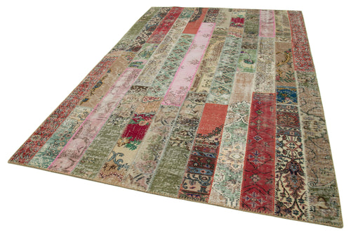 Kırk Yama Gri Patchwork Pamuk Yün El Dokuma Halısı 202x308 Agacan