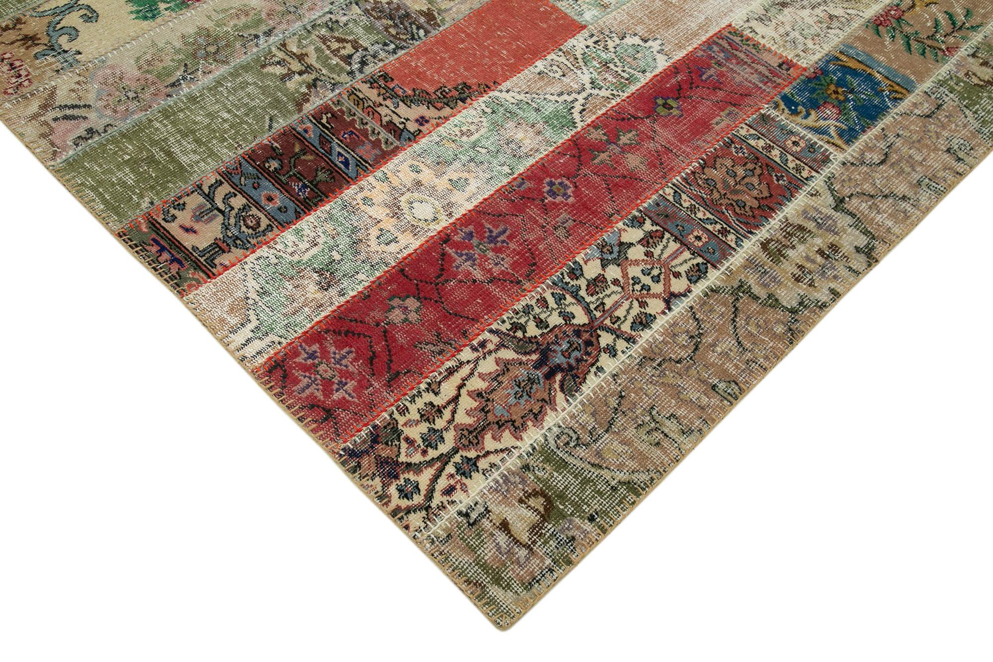 Kırk Yama Gri Patchwork Pamuk Yün El Dokuma Halısı 202x308 Agacan